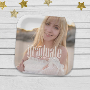 Modern Graduation Party Custom Photo Paper Plate