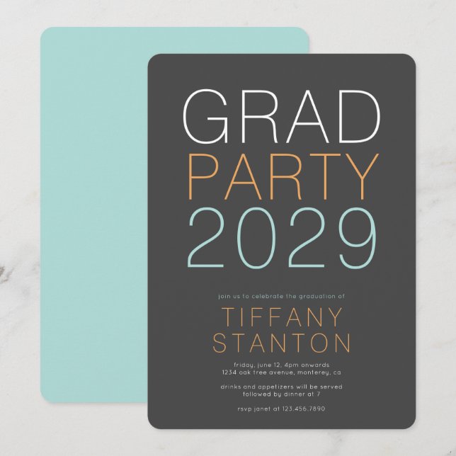 Modern Graduation Party Invitation (Front/Back)