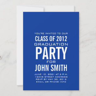 Modern Graduation Party Invitation Blue White