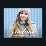 Modern Graduation Party Invitation |  Photo<br><div class="desc">Modern Script Graduation Party Invitation Photo Postcard</div>