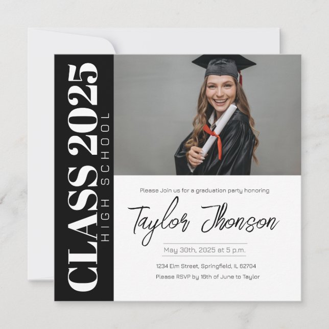 Modern Graduation Party Invitation With photo (Devant)