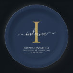 Modern Graduation Party Monogram Minimalist Paper Plate<br><div class="desc">Graduation 2025 Monogram Script Initial Name Grad Party paper plates. Edit and customize with your own name,  initial,  school name and class by clicking the "Personalize" button.</div>