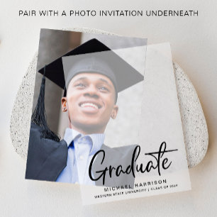 Modern Graduation Party Overlay Vellum Invitations