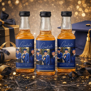 Modern Graduation Party Photo Display Liquor Bottle Label