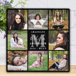 Modern Graduation Personalized 8 Photo Collage Plaque<br><div class="desc">Celebrate your graduate and give a special personalized gift with this custom photo collage graduation plaque. This unique photo collage graduate plaque features a monogram initial, name in script, graduation year and school initials. Customize with 8 of your favourite senior portrait or college photos, and personalize with graduating year, name,...</div>