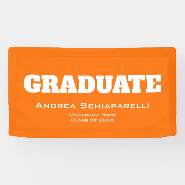 Modern Graduation Personalized Orange Indoor Banner (Horizontal)