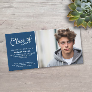 Modern Graduation Photo announce - Navy Blue Announcement