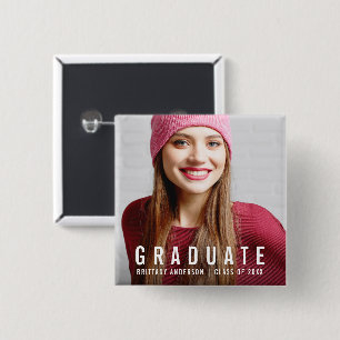 Modern Graduation Photo Announcement 2 Inch Square Button