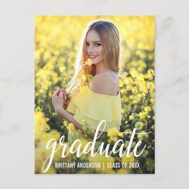 Modern Graduation Photo Announcement (Blank Back) (Front)