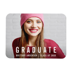 Modern Graduation Photo Announcement W Magnet