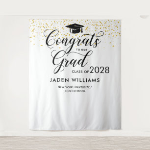 Modern Graduation Photo Booth Backdrop Tapestry