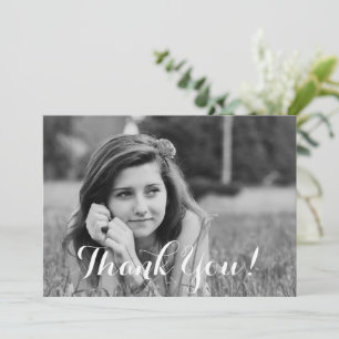 Modern Graduation Photo Calligraphy Thank You Card