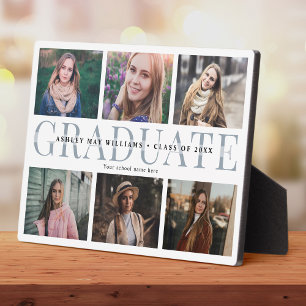Modern Graduation Photo Collage Chic Keepsake Plaque