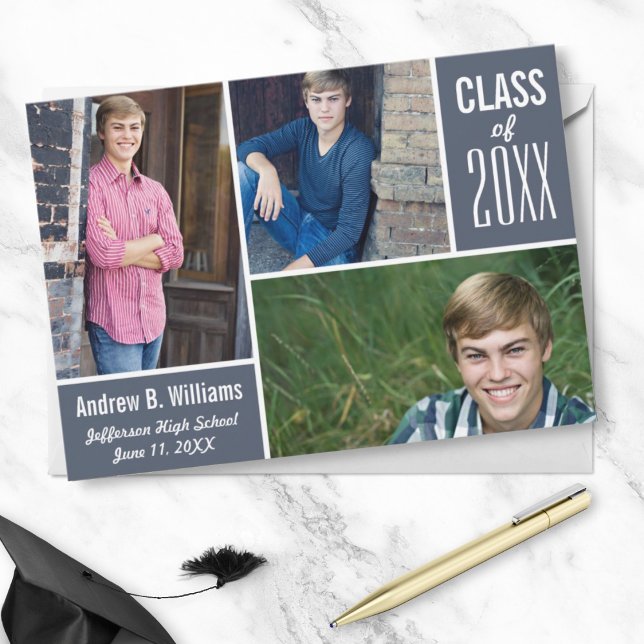 Modern Graduation Photo Collage Class of 20XX Invitation (Creator Uploaded)