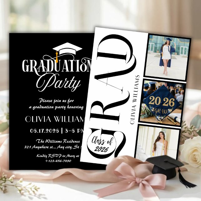 Modern Graduation Photo Collage Invitation (Creator Uploaded)