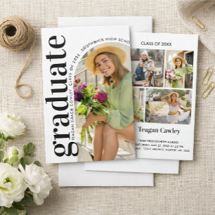Modern Graduation Photo Collage Invitation