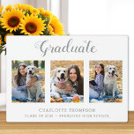 Modern Graduation Photo Collage Keepsake Plaque<br><div class="desc">Celebrate your graduate and give a special personalized gift with this custom photo collage graduation plaque. This unique photo collage graduate plaque is will be a treasured keepsake. Customize with 3 of your favourite senior or college photos, and personalize with graduating year, name, high school or college. See 'personalize this...</div>