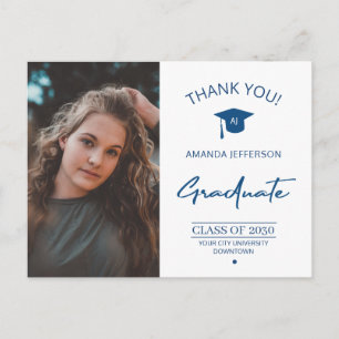 Modern graduation photo graduate thank you postcard