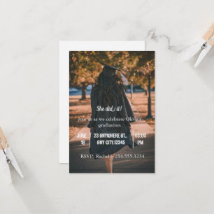 Modern Graduation Photo Invitation for Her  