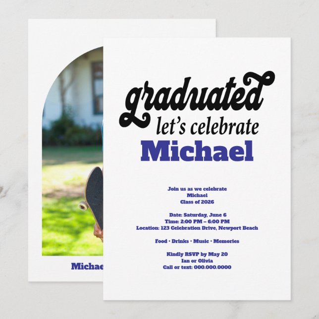Modern Graduation Photo Party Invitation (Front/Back)