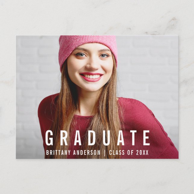 Modern Graduation Photo Party Invitation Postcard (Front)