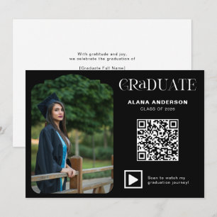 Modern Graduation Photo QR Code Minimal Arch Video Announcement