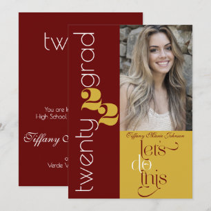 Modern Graduation Photo School Colours Invitation