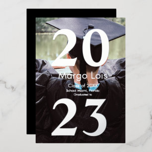 Modern Graduation Photo Silver Bold Pressed