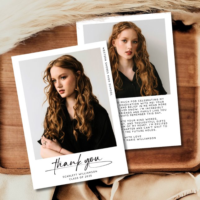 Modern Graduation Photo Thank You Script  Invitation (Creator Uploaded)