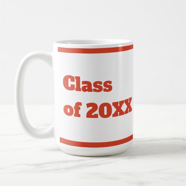 Modern Graduation Red Script Coffee Mug (Left)