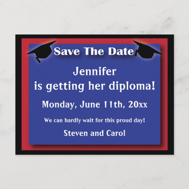 Modern Graduation Save The Date Card (Front)