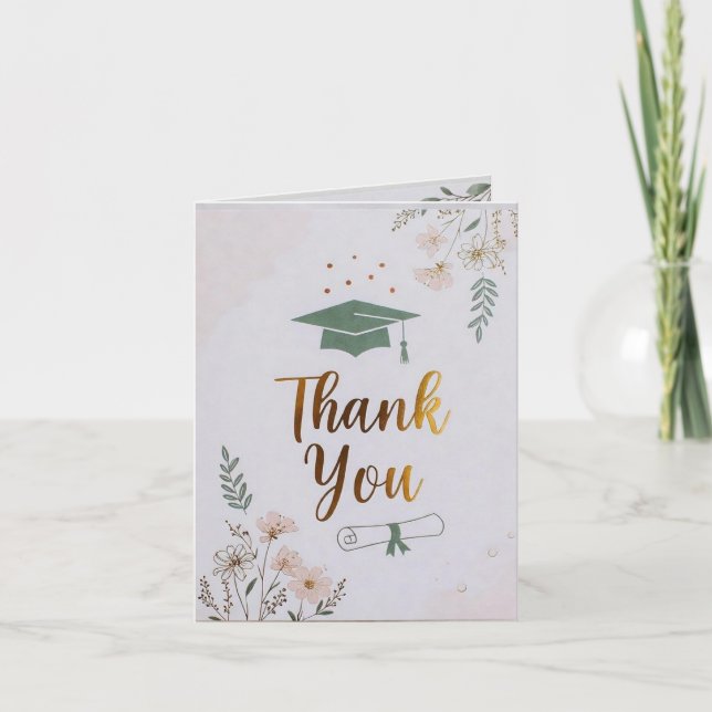 Modern Graduation Thank You Customizable Card (Front)
