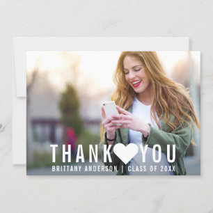 Modern Graduation Thank You Heart Card