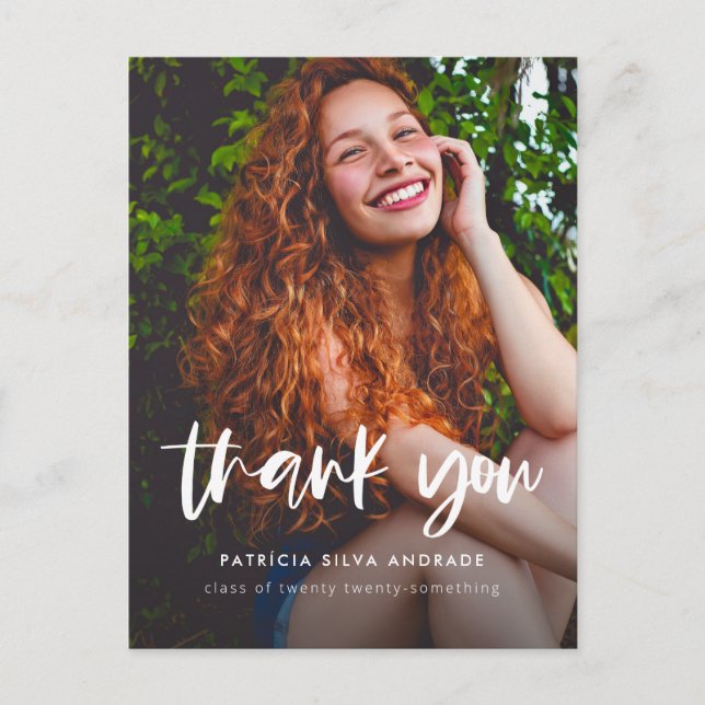 Modern Graduation Thank You Photo Simple Thanks Postcard (Front)