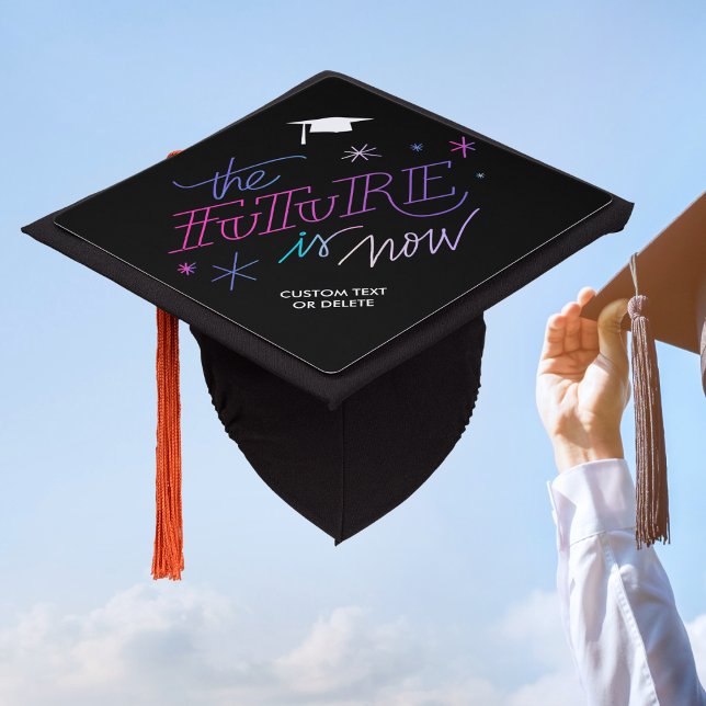 Modern Graduation The Future is Now Custom Graduation Cap Topper (Creator Uploaded)