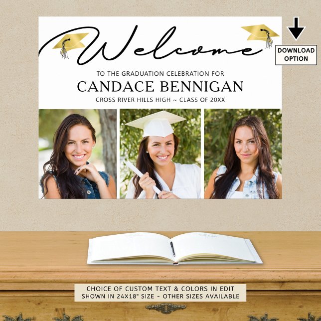 Modern Graduation Welcome 3 Photos Simple Script Poster (Creator Uploaded)