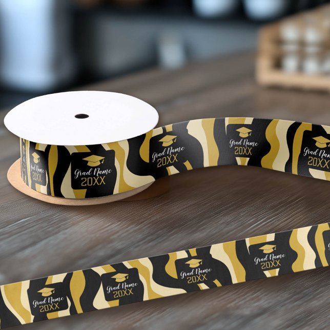 Modern Graduation with Funky Pattern and Name Satin Ribbon (Custom Graduation Ribbon)