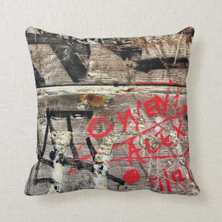 Modern Graffiti Decay on Wood Photo Throw Pillow