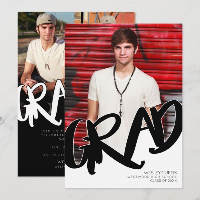 Modern Graffiti Graduation Announcements (Front/Back)
