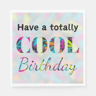 Modern Graffiti Neon Effect Totally Cool Birthday Napkin