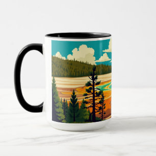 Modern Grand Prismatic Spring Retro Poster Mug