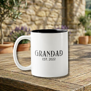 Modern Grandad Established Black Script  Two-Tone Coffee Mug