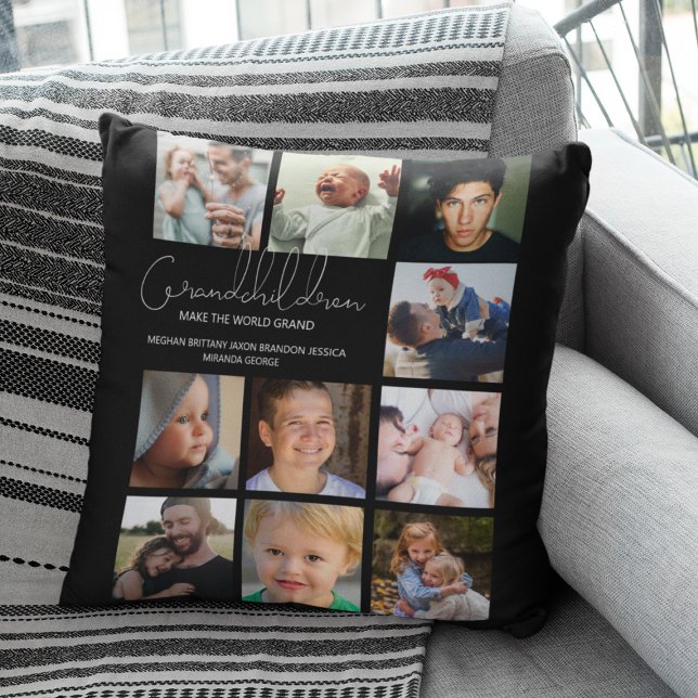 Modern | Grandchildren | Photo Collage Throw Pillow (Creator Uploaded)