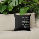Modern Grandkids Names Black Throw Pillow<br><div class="desc">Modern pillow with grandkids names.</div>