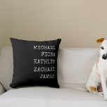 Modern Grandkids Names Black Throw Pillow<br><div class="desc">Modern pillow with grandkids names.</div>