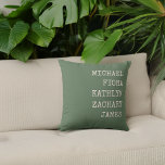 Modern Grandkids Names Green Throw Pillow<br><div class="desc">Modern pillow with grandkids names.</div>