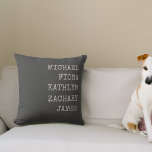 Modern Grandkids Names Grey Throw Pillow<br><div class="desc">Modern pillow with grandkids names.</div>
