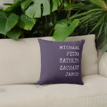 Modern Grandkids Names Purple Throw Pillow<br><div class="desc">Modern pillow with grandkids names.</div>