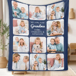 Modern Grandma Navy Blue Custom 11 Photo Collage Fleece Blanket<br><div class="desc">Wrap your grandmother in warmth and cherished memories with our "Love You Grandma" Photo Collage Blanket. This heartwarming keepsake is designed to celebrate the love and happiness shared between grandparents and their grandchildren. Featuring a simple yet elegant design, the blanket showcases a collage of nine precious photos that capture unforgettable...</div>