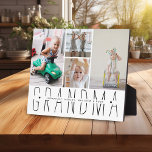 Modern Grandma Photo Collage Plaque<br><div class="desc">Modern grandma photo collage plaque featuring 5 pictures, the text grandma, two little hearts that can be changed to any colour by using the 'customize further' option and children's names. Beautiful keepsake gift to let your grandmother know how much she is loved by her family.</div>